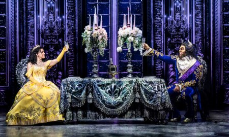 Courtney Stapleton as Belle and Shaq Taylor as Beast in Disney's 'Beauty and the Beast'. Photo by Johan Persson, courtesy of Disney.